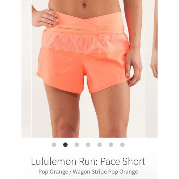 LULULEMON Run Pace Shorts Pop Orange Wagon Stripe Pop Orange Size 4 - Picture 1 of 16